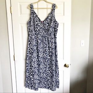 Woman Within Navy Print Midi Sundress - Size 2X